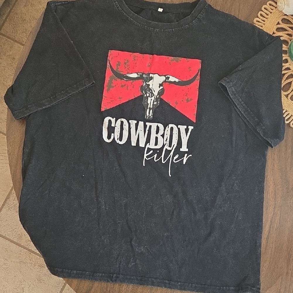 Cowboy Killer Graphic Tee - Black with Red & White Print
